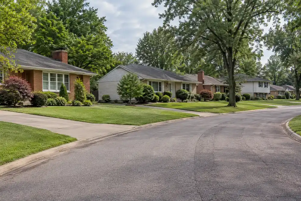 Illustration of a typical residential street in the Bedford Heights, Ohio area