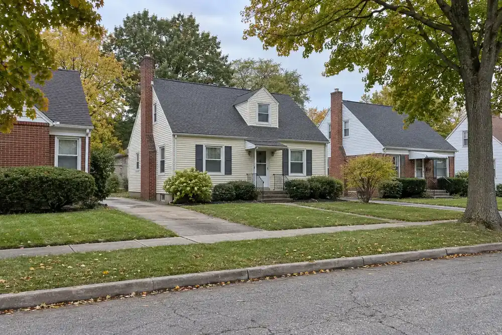 Illustration of a typical residential street in the Maple Heights, Ohio area