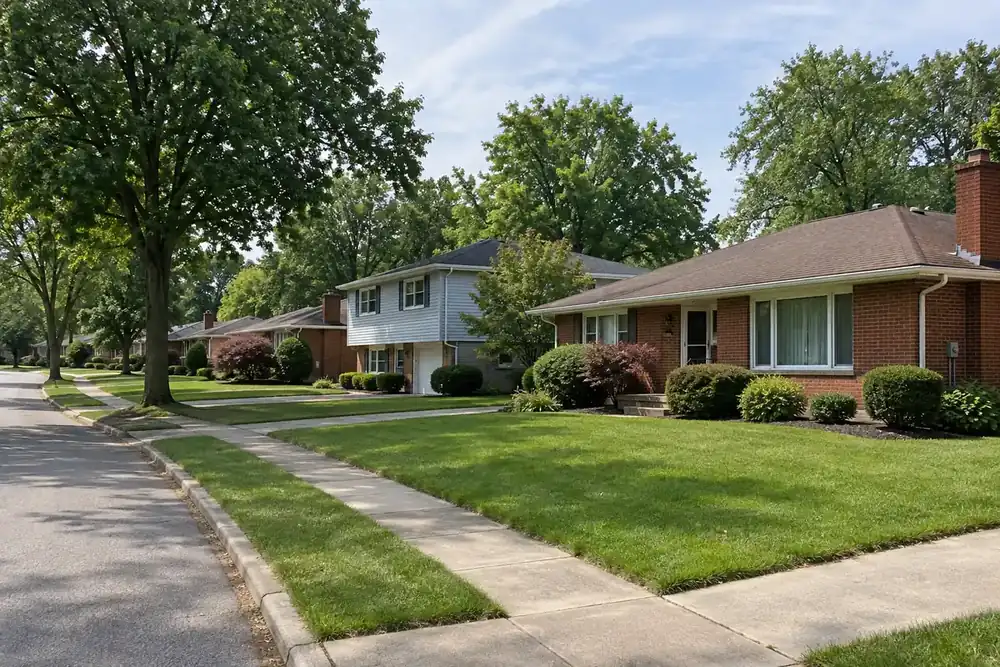 Illustration of a typical residential street in the Warrensville Heights, Ohio area