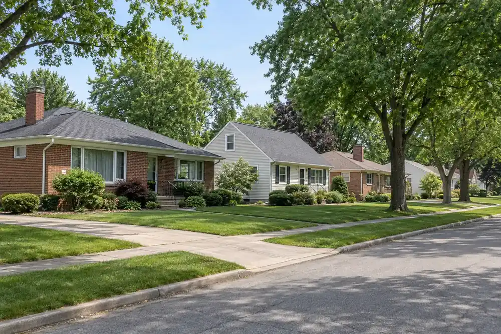 Illustration of a typical residential street in the Willoughby, Ohio area